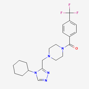 molecular formula C21H26F3N5O B2944017 1-[(4-cyclohexyl-4H-1,2,4-triazol-3-yl)methyl]-4-[4-(trifluoromethyl)benzoyl]piperazine CAS No. 1396855-96-1