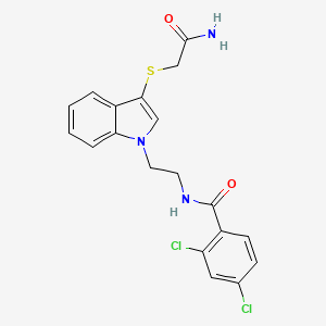 molecular formula C19H17Cl2N3O2S B2944021 N-[2-[3-(2-氨基-2-氧代乙基)硫代吲哚-1-基]乙基]-2,4-二氯苯甲酰胺 CAS No. 862826-03-7