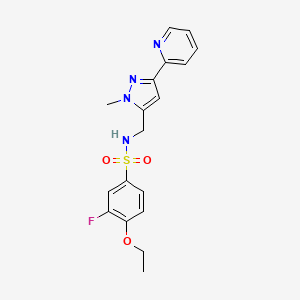 4-Ethoxy-3-fluoro-N-[(2-methyl-5-pyridin-2-ylpyrazol-3-yl)methyl]benzenesulfonamide