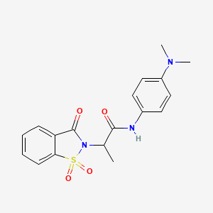 molecular formula C18H19N3O4S B2944046 N-(4-(二甲氨基)苯基)-2-(1,1-二氧化-3-氧代苯并[d]异噻唑-2(3H)-基)丙酰胺 CAS No. 899955-32-9