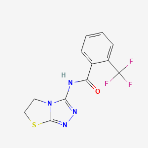 molecular formula C12H9F3N4OS B2944047 N-(5,6-二氢噻唑并[2,3-c][1,2,4]三唑-3-基)-2-(三氟甲基)苯甲酰胺 CAS No. 933239-76-0