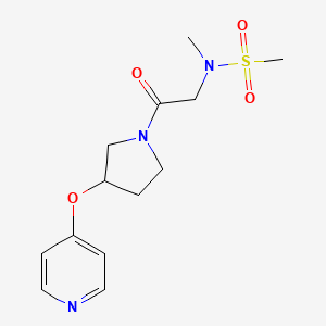 molecular formula C13H19N3O4S B2944049 N-methyl-N-(2-oxo-2-(3-(pyridin-4-yloxy)pyrrolidin-1-yl)ethyl)methanesulfonamide CAS No. 2034617-54-2