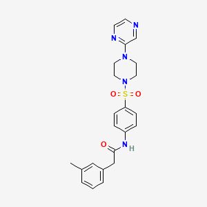 molecular formula C23H25N5O3S B2944062 N-(4-((4-(pyrazin-2-yl)piperazin-1-yl)sulfonyl)phenyl)-2-(m-tolyl)acetamide CAS No. 1049495-53-5