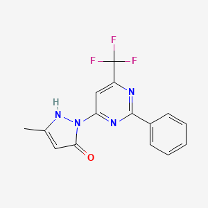 5-Methyl-2-[2-phenyl-6-(trifluoromethyl)pyrimidin-4-yl]-2,3-dihydro-1H-pyrazol-3-one