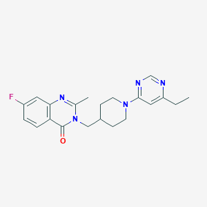 molecular formula C21H24FN5O B2944086 3-[[1-(6-Ethylpyrimidin-4-yl)piperidin-4-yl]methyl]-7-fluoro-2-methylquinazolin-4-one CAS No. 2415456-78-7