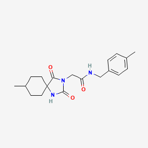 N-(4-methylbenzyl)-2-(8-methyl-2,4-dioxo-1,3-diazaspiro[4.5]dec-3-yl)acetamide