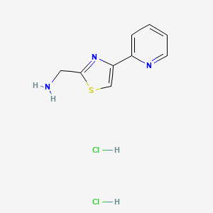 molecular formula C9H11Cl2N3S B2944108 [4-(Pyridin-2-yl)-1,3-thiazol-2-yl]methanamine dihydrochloride CAS No. 1955541-32-8