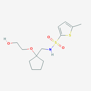 molecular formula C13H21NO4S2 B2944118 N-((1-(2-hydroxyethoxy)cyclopentyl)methyl)-5-methylthiophene-2-sulfonamide CAS No. 2176201-37-7