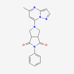 molecular formula C19H17N5O2 B2944128 2-(5-Methylpyrazolo[1,5-a]pyrimidin-7-yl)-5-phenyl-1,3,3a,6a-tetrahydropyrrolo[3,4-c]pyrrole-4,6-dione CAS No. 2415472-85-2