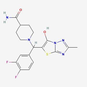 molecular formula C18H19F2N5O2S B2944149 1-((3,4-Difluorophenyl)(6-hydroxy-2-methylthiazolo[3,2-b][1,2,4]triazol-5-yl)methyl)piperidine-4-carboxamide CAS No. 869344-63-8