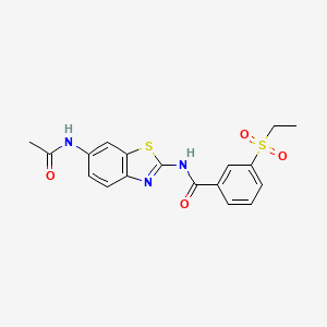 molecular formula C18H17N3O4S2 B2944151 N-(6-acetamidobenzo[d]thiazol-2-yl)-3-(ethylsulfonyl)benzamide CAS No. 886917-17-5