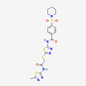 N-(5-((2-((5-methyl-1,3,4-thiadiazol-2-yl)amino)-2-oxoethyl)thio)-1,3,4-thiadiazol-2-yl)-4-(piperidin-1-ylsulfonyl)benzamide