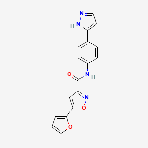 molecular formula C17H12N4O3 B2944161 N-(4-(1H-pyrazol-3-yl)phenyl)-5-(furan-2-yl)isoxazole-3-carboxamide CAS No. 1206999-18-9