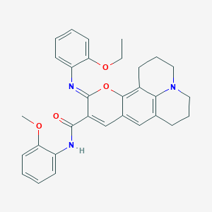 (11Z)-11-[(2-ethoxyphenyl)imino]-N-(2-methoxyphenyl)-2,3,6,7-tetrahydro-1H,5H,11H-pyrano[2,3-f]pyrido[3,2,1-ij]quinoline-10-carboxamide