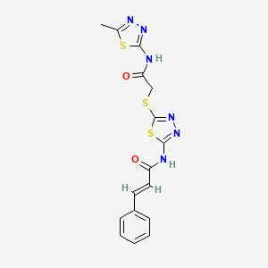 molecular formula C16H14N6O2S3 B2944176 N-(5-((2-((5-甲基-1,3,4-噻二唑-2-基)氨基)-2-氧代乙基)硫代)-1,3,4-噻二唑-2-基)肉桂酰胺 CAS No. 392318-91-1