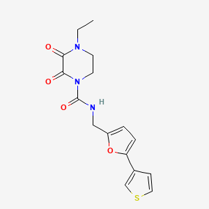 molecular formula C16H17N3O4S B2944201 4-ethyl-2,3-dioxo-N-{[5-(thiophen-3-yl)furan-2-yl]methyl}piperazine-1-carboxamide CAS No. 2097915-87-0