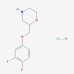 molecular formula C11H14ClF2NO2 B2944202 2-[(3,4-Difluorophenoxy)methyl]morpholine;hydrochloride CAS No. 2378506-63-7