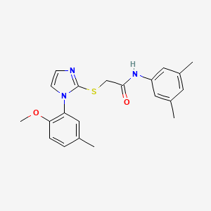 molecular formula C21H23N3O2S B2944203 N-(3,5-二甲苯基)-2-[1-(2-甲氧基-5-甲基苯基)咪唑-2-基]硫代乙酰胺 CAS No. 893383-65-8