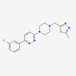 2-[[4-[6-(3-Fluorophenyl)pyridazin-3-yl]piperazin-1-yl]methyl]-5-methyl-1,3,4-oxadiazole