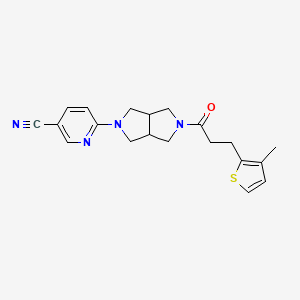 molecular formula C20H22N4OS B2944214 6-[5-[3-(3-Methylthiophen-2-yl)propanoyl]-1,3,3a,4,6,6a-hexahydropyrrolo[3,4-c]pyrrol-2-yl]pyridine-3-carbonitrile CAS No. 2415522-51-7