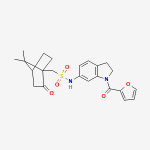 molecular formula C23H26N2O5S B2944215 1-(7,7-dimethyl-2-oxobicyclo[2.2.1]heptan-1-yl)-N-(1-(furan-2-carbonyl)indolin-6-yl)methanesulfonamide CAS No. 1448053-23-3
