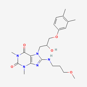 molecular formula C22H31N5O5 B2944241 7-(3-(3,4-dimethylphenoxy)-2-hydroxypropyl)-8-((3-methoxypropyl)amino)-1,3-dimethyl-1H-purine-2,6(3H,7H)-dione CAS No. 900013-55-0