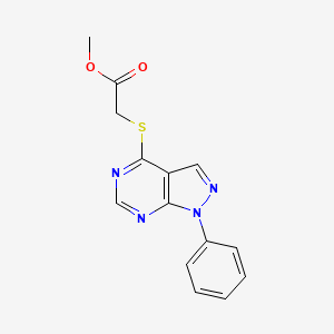 molecular formula C14H12N4O2S B2944243 2-(1-苯基吡唑并[3,4-d]嘧啶-4-基)硫代乙酸甲酯 CAS No. 335223-40-0