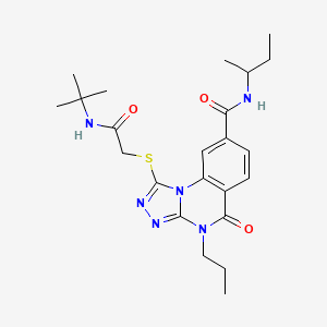 molecular formula C23H32N6O3S B2944256 N-(butan-2-yl)-1-{[(tert-butylcarbamoyl)methyl]sulfanyl}-5-oxo-4-propyl-4H,5H-[1,2,4]triazolo[4,3-a]quinazoline-8-carboxamide CAS No. 1111237-25-2