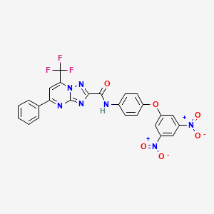 molecular formula C25H14F3N7O6 B2944259 N-[4-(3,5-dinitrophenoxy)phenyl]-5-phenyl-7-(trifluoromethyl)-[1,2,4]triazolo[1,5-a]pyrimidine-2-carboxamide CAS No. 306766-04-1