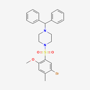 molecular formula C25H27BrN2O3S B2944263 1-(5-Bromo-2-methoxy-4-methylbenzenesulfonyl)-4-(diphenylmethyl)piperazine CAS No. 873579-02-3
