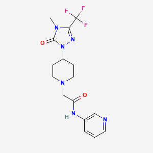 molecular formula C16H19F3N6O2 B2944264 2-(4-(4-methyl-5-oxo-3-(trifluoromethyl)-4,5-dihydro-1H-1,2,4-triazol-1-yl)piperidin-1-yl)-N-(pyridin-3-yl)acetamide CAS No. 2034603-21-7
