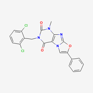 molecular formula C21H14Cl2N4O3 B2944269 3-(2,6-二氯苄基)-1-甲基-7-苯基恶唑并[2,3-f]嘌呤-2,4(1H,3H)-二酮 CAS No. 941872-85-1