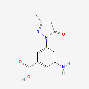 molecular formula C11H11N3O3 B2944276 3-amino-5-(3-methyl-5-oxo-4H-pyrazol-1-yl)benzoic Acid CAS No. 293327-15-8