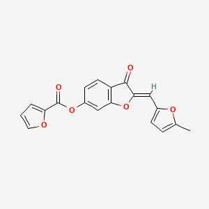 molecular formula C19H12O6 B2944278 (Z)-2-((5-甲基呋喃-2-基)亚甲基)-3-氧代-2,3-二氢苯并呋喃-6-基呋喃-2-甲酸酯 CAS No. 622361-26-6