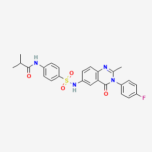 molecular formula C25H23FN4O4S B2944281 N-(4-(N-(3-(4-fluorophenyl)-2-methyl-4-oxo-3,4-dihydroquinazolin-6-yl)sulfamoyl)phenyl)isobutyramide CAS No. 1105208-58-9