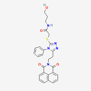 2-((5-(2-(1,3-dioxo-1H-benzo[de]isoquinolin-2(3H)-yl)ethyl)-4-phenyl-4H-1,2,4-triazol-3-yl)thio)-N-(3-hydroxypropyl)acetamide