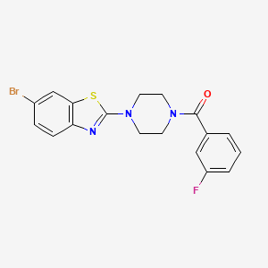 molecular formula C18H15BrFN3OS B2944303 (4-(6-溴苯并[d]噻唑-2-基)哌嗪-1-基)(3-氟苯基)甲苯酮 CAS No. 897473-23-3