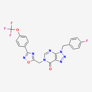 molecular formula C21H13F4N7O3 B2944308 3-(4-氟苄基)-6-((3-(4-(三氟甲氧基)苯基)-1,2,4-恶二唑-5-基)甲基)-3H-[1,2,3]三唑并[4,5-d]嘧啶-7(6H)-酮 CAS No. 1207014-45-6