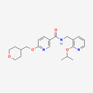 molecular formula C21H27N3O4 B2944309 N-((2-isopropoxypyridin-3-yl)methyl)-6-((tetrahydro-2H-pyran-4-yl)methoxy)nicotinamide CAS No. 2034295-88-8