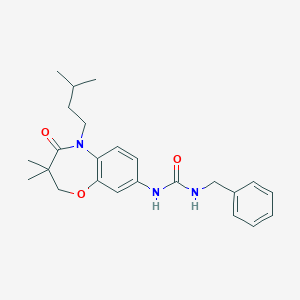 molecular formula C24H31N3O3 B2944312 1-Benzyl-3-(5-isopentyl-3,3-dimethyl-4-oxo-2,3,4,5-tetrahydrobenzo[b][1,4]oxazepin-8-yl)urea CAS No. 1170124-00-1