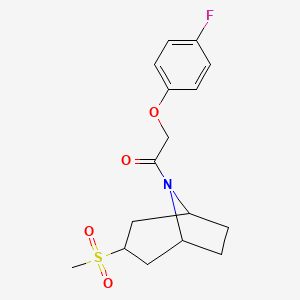 molecular formula C16H20FNO4S B2944315 2-(4-fluorophenoxy)-1-((1R,5S)-3-(methylsulfonyl)-8-azabicyclo[3.2.1]octan-8-yl)ethanone CAS No. 1706163-38-3