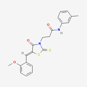 3-[(5Z)-5-[(2-methoxyphenyl)methylidene]-4-oxo-2-sulfanylidene-1,3-thiazolidin-3-yl]-N-(3-methylphenyl)propanamide