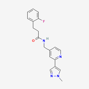 molecular formula C19H19FN4O B2944335 3-(2-氟苯基)-N-((2-(1-甲基-1H-吡唑-4-基)吡啶-4-基)甲基)丙酰胺 CAS No. 2034389-03-0