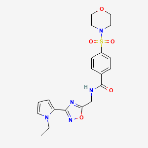 molecular formula C20H23N5O5S B2944337 N-((3-(1-乙基-1H-吡咯-2-基)-1,2,4-恶二唑-5-基)甲基)-4-(吗啉磺酰基)苯甲酰胺 CAS No. 2034409-61-3