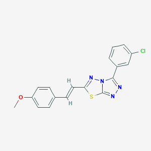 molecular formula C18H13ClN4OS B294434 3-(3-chlorophenyl)-6-[(E)-2-(4-methoxyphenyl)ethenyl][1,2,4]triazolo[3,4-b][1,3,4]thiadiazole 