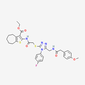 ethyl 2-(2-((4-(4-fluorophenyl)-5-((2-(4-methoxyphenyl)acetamido)methyl)-4H-1,2,4-triazol-3-yl)thio)acetamido)-5,6,7,8-tetrahydro-4H-cyclohepta[b]thiophene-3-carboxylate