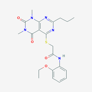 2-((6,8-dimethyl-5,7-dioxo-2-propyl-5,6,7,8-tetrahydropyrimido[4,5-d]pyrimidin-4-yl)thio)-N-(2-ethoxyphenyl)acetamide