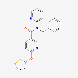 molecular formula C22H21N3O2S B2944348 N-benzyl-N-(pyridin-2-yl)-6-((tetrahydrothiophen-3-yl)oxy)nicotinamide CAS No. 2034494-50-1