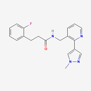 molecular formula C19H19FN4O B2944365 3-(2-fluorophenyl)-N-((2-(1-methyl-1H-pyrazol-4-yl)pyridin-3-yl)methyl)propanamide CAS No. 2034522-17-1