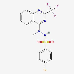 molecular formula C16H12BrF3N4O2S B2944368 4-Bromo-N'-methyl-N'-(2-(trifluoromethyl)-4-quinazolinyl)benzenesulfonohydrazide CAS No. 320421-99-6
